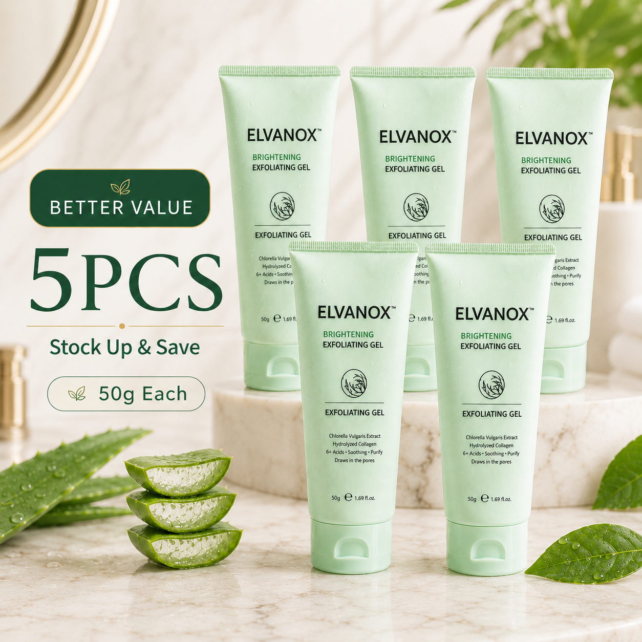 ELVANOX™ Face & Body Soft Peel Glow Reset Gel
